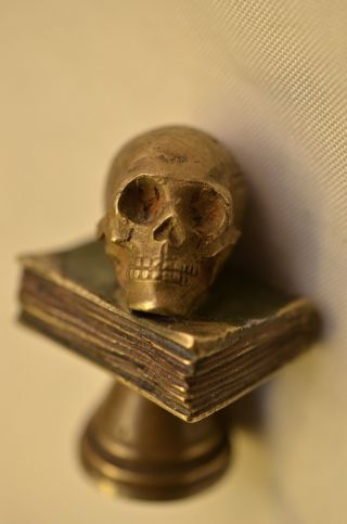 Sammlerstück Alte Antike Ausgefallene Bronze Petschaft Totenkopf Um 1880/1900 Bild