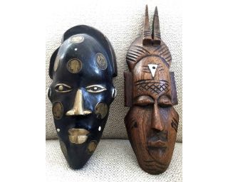 2 Alte Afrikanische Masken Holz Maske Afrika Kamerun Münzen Cameroun 1926 Bild