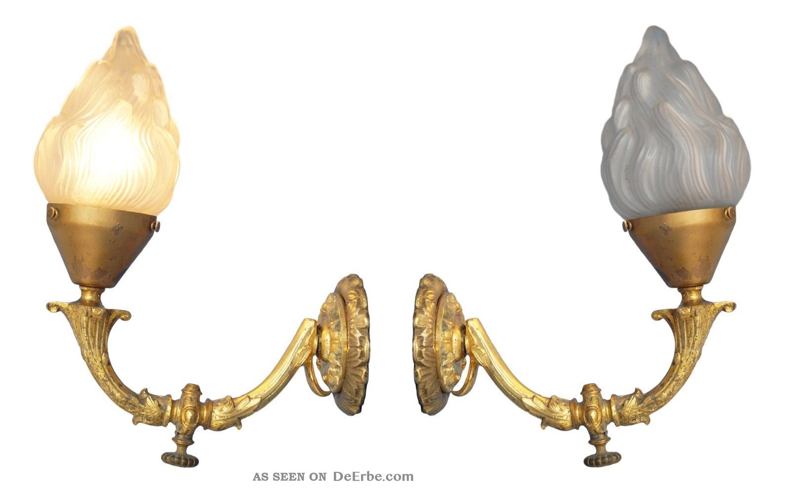 Einzelstück Jugendstil Wandleuche Wandlampe Feuervergoldet 1900 Flamme Antike Originale vor 1945 Bild