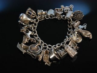 Lovely Charm Bracelet Bettel Armband Sterling Silber 925 England Um London 1975 Bild