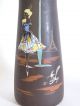 Mid Century 50er Jahre Keramik Vase Paris Tanzendes Mädchen Katze Eifelturm 1950-1959 Bild 3
