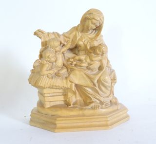 Lang Oberammergau Religiöse Holzschnitzerei Maria Mit Kind Engel Holz Bild