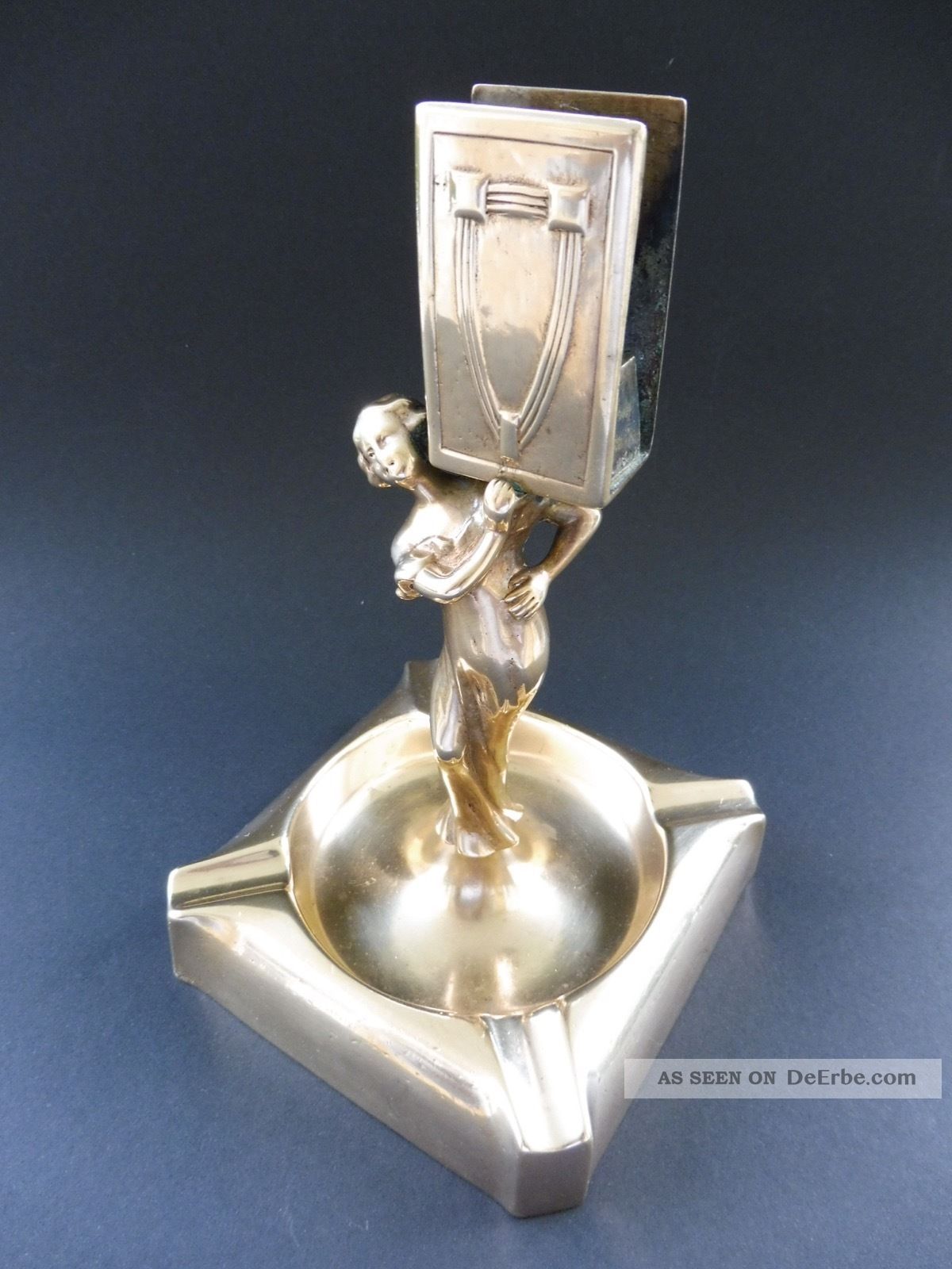 Moritz Hacker Wien Bronze Maiden Streichholzhalter Match Holder Tray Art Nouveau