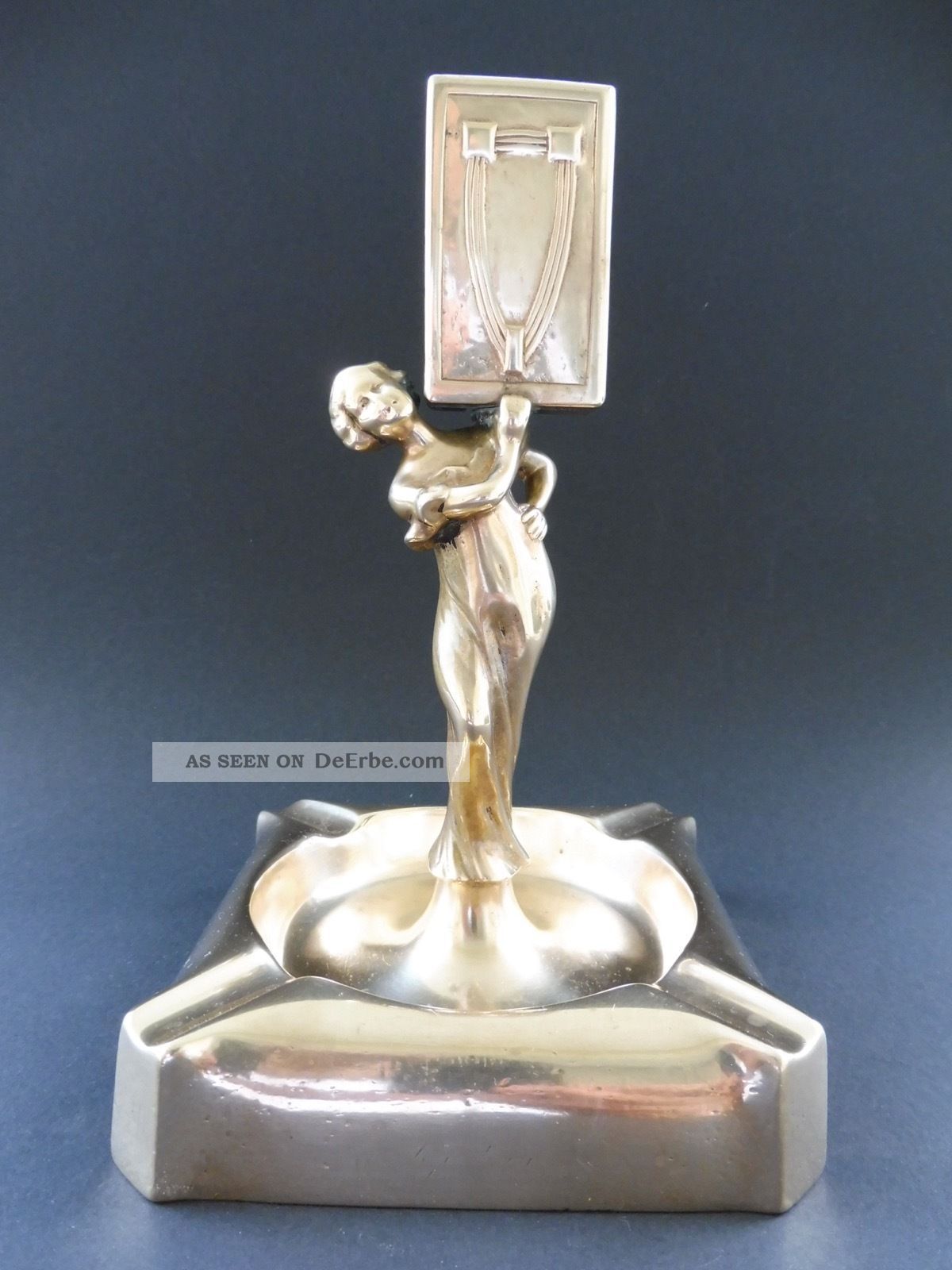 Moritz Hacker Wien Bronze Maiden Streichholzhalter Match Holder Tray Art Nouveau