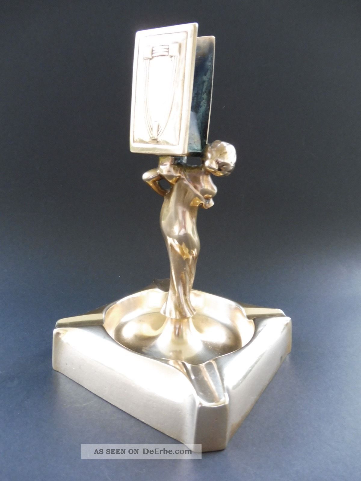 Moritz Hacker Wien Bronze Maiden Streichholzhalter Match Holder Tray Art Nouveau