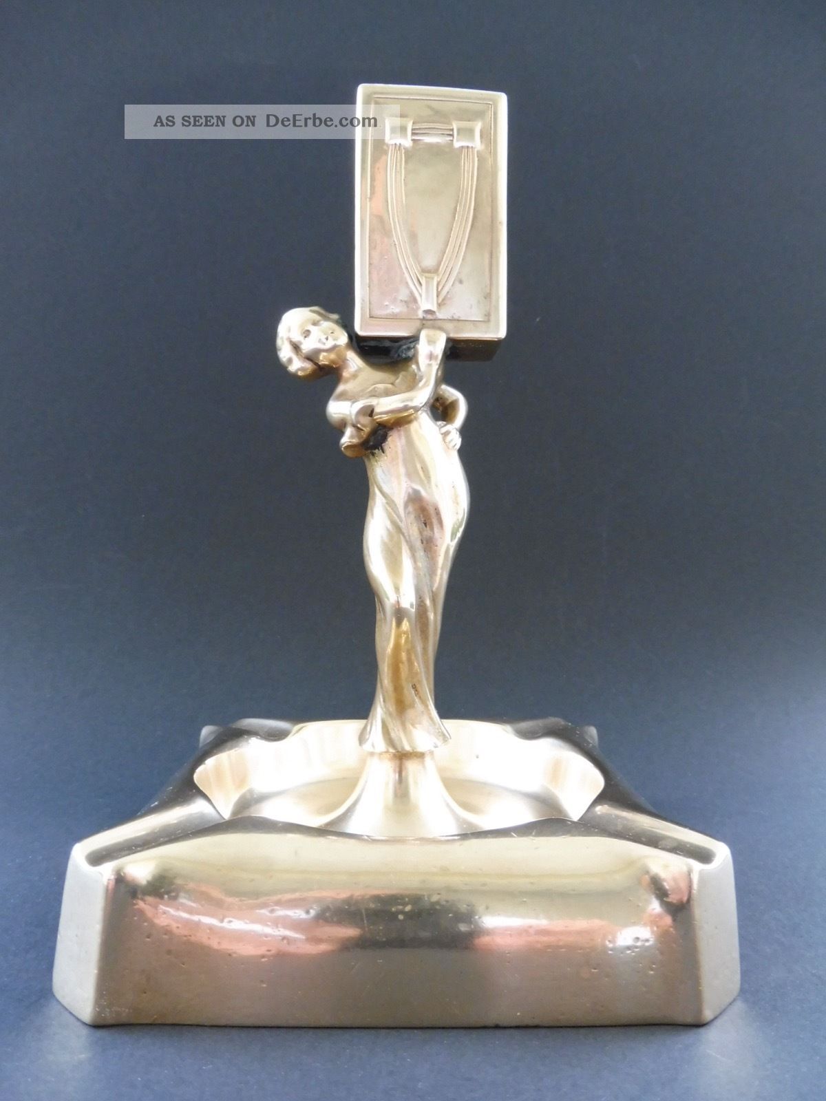 Moritz Hacker Wien Bronze Maiden Streichholzhalter Match Holder Tray Art Nouveau