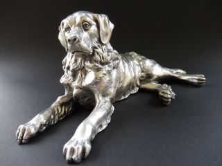 : Jugendstil Hund Dog Art Nouveau Bernhardiner Retriever Versilbert Figur 7c Wmf Bild