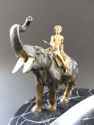 : Wiener Jugendstil Bronze Elefant Elephant Gold Mahout Art Nouveau Bowl Marmor Bild