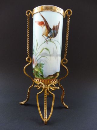 Jugendstil Vase Vergoldet Montierung Vogel Emailmalerei Art Nouveau Bird 3gg Wmf Bild