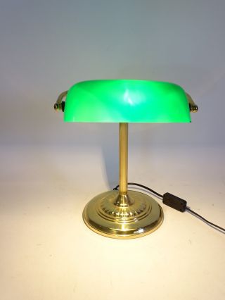 Herrliche Bankers Lamp Tischlampe Mit Grünem Glasschirm Art Deco Stil Bild