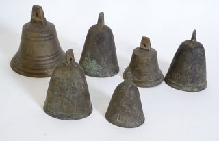 Konvolut 6x Antike Glocken 