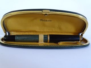 Antiker Pelikan Füller Füllfederhalter 585 Gold Feder Im Etui Bild