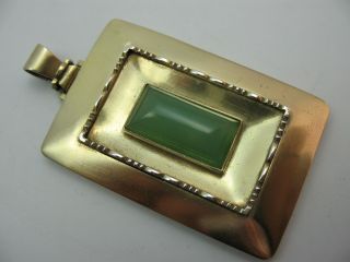 Handarbeit Prächtiger Großer Jade Anhänger Aus Vergoldetem 800 Silber Bild
