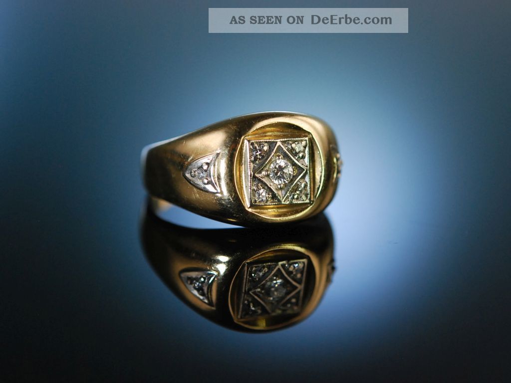 Vintage Statement Grosser Ring Gold 585 Diamanten Usa Um 1960 Diamonds Ringe Bild