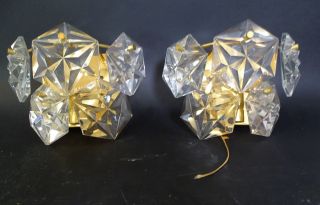 50er Jahre Design Paar Hochwertige Dickwandige Kristallglas Wandlampen Leuchter Bild