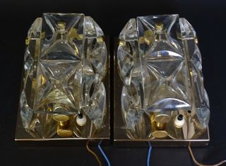 Paar Hochwertige Dickwandige 50er Jahre Design Kristallglas Wandleuchter Lampen Bild