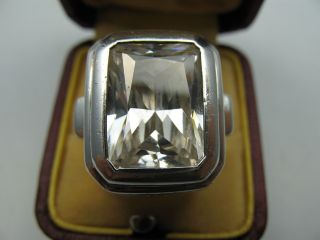 Prächtiger Schöner Großer Ring Aus 925 Sterling Silber Mit Weißem Stein Bild