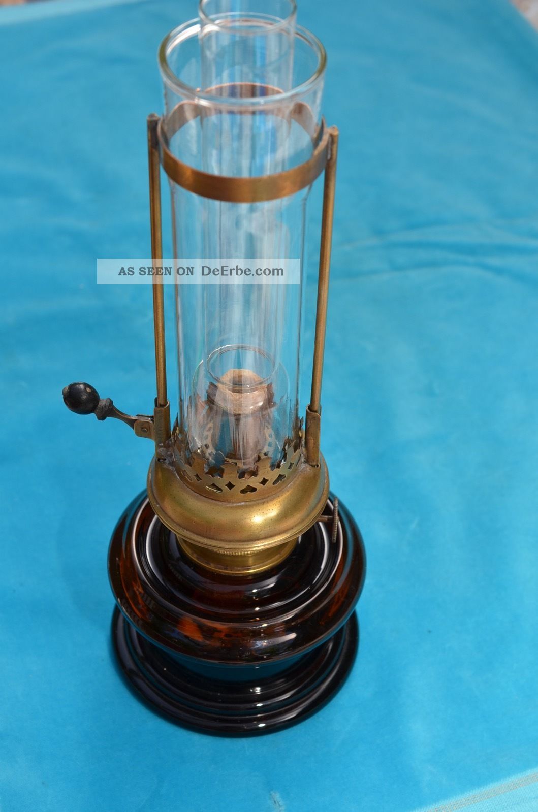 Alte Seltene Jugendstil Doppelröhren Petroleumlampe Um 1910/1920 1890-1919, Jugendstil Bild