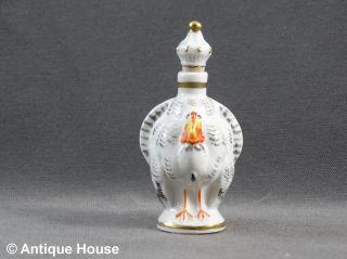 Kleiner Porzellanflakon In Tierform - Truthahn Flasche Mit Stöpsel Miniatur Bild