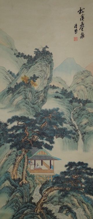 Antikes Japanisches Rollbild Kakejiku Landschaft Japan Scroll 3536 Bild