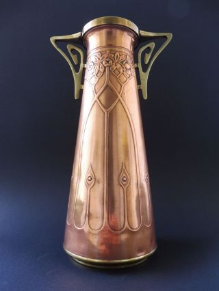Jugendstil Vase Floral Design Relief Art Nouveau Kupfer Messing Argentor Or Wmf Bild