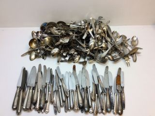 Konvolut Besteck Messer Löffel Silber Schrott 90er 100er Ca 13,  6kg Bild