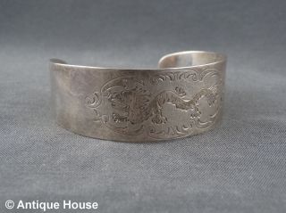 Schmuck Schmuckstück Silber 925 Armreif Armband Drachen Dekor Bild