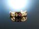 Antiker Freundschafts Band Ring Rubine Diamanten Gold 750 England Um 1910 Ringe Bild 1