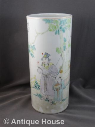 Große Alte Vase China Dekor Gemalt Schriftzeichen Keramik Glasur - 29 Cm Bild