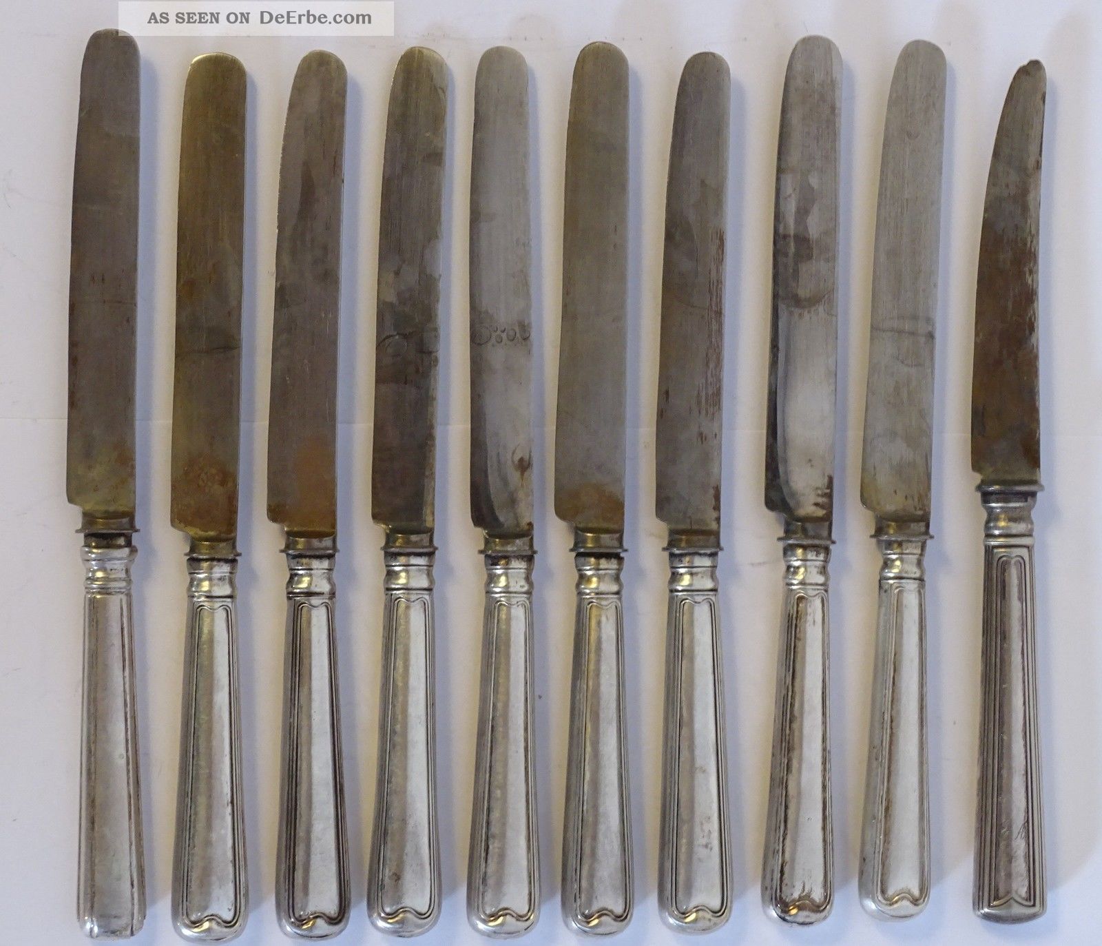 10x Antike Biedermeier Messer Silbermesser Nicht Gepunzt Antikes Besteck Objekte vor 1945 Bild