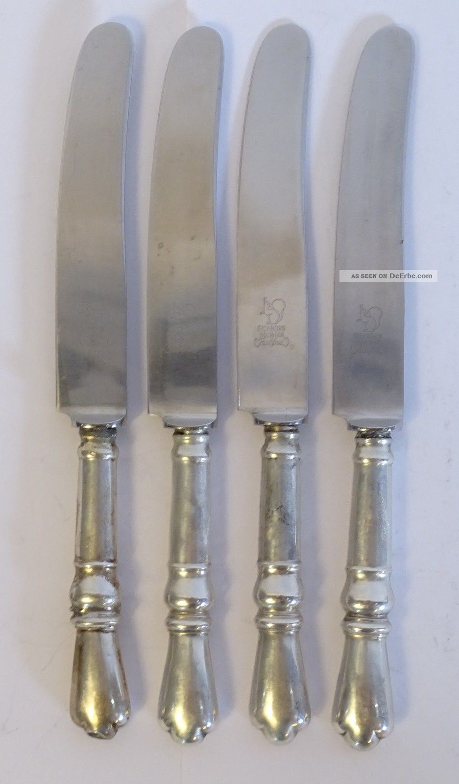 4x Antike Biedermeier Messer 800 Silber Eickhorn Solingen Rostfrei Gestempelt Objekte vor 1945 Bild