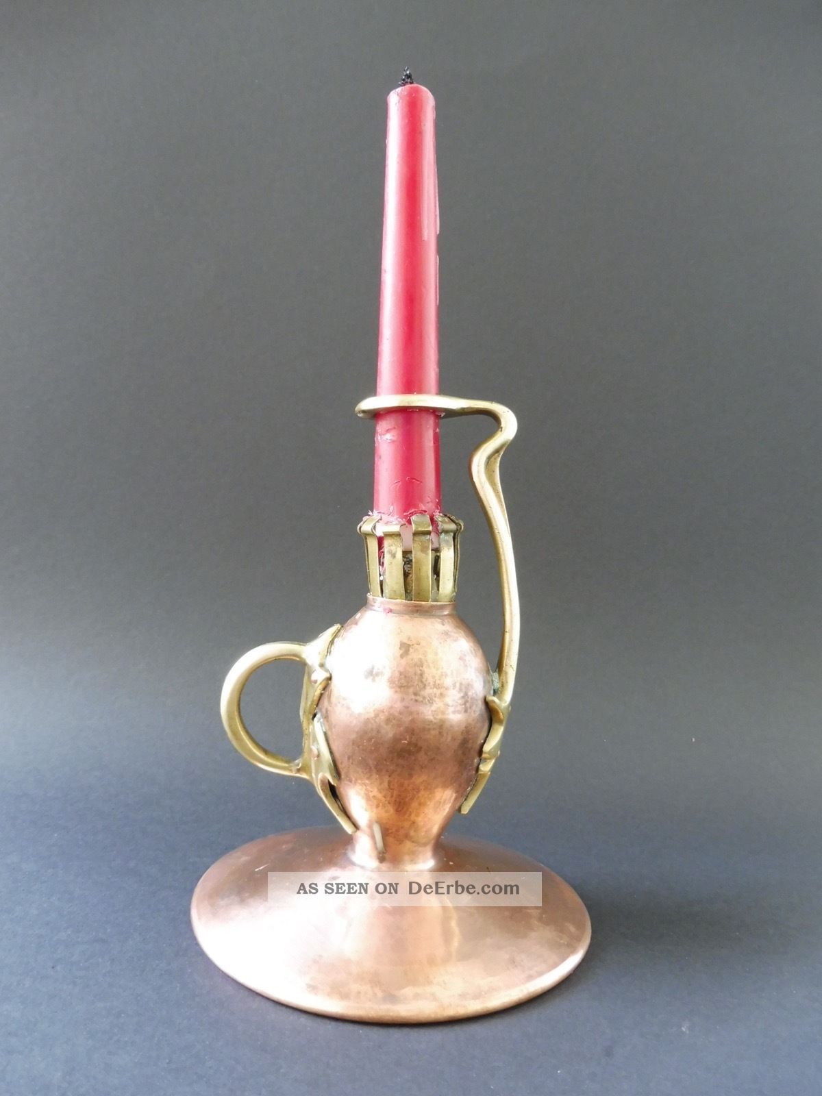 Jugendstil Arts Crafts Design Leuchter Candlestick Art Nouveau Copper Bra 3j Wmf 1890-1919, Jugendstil Bild
