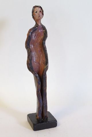 Ausgefallene Keramik Figur Dame Hochwertige Künstlerische Arbeit Signiert Stand Bild
