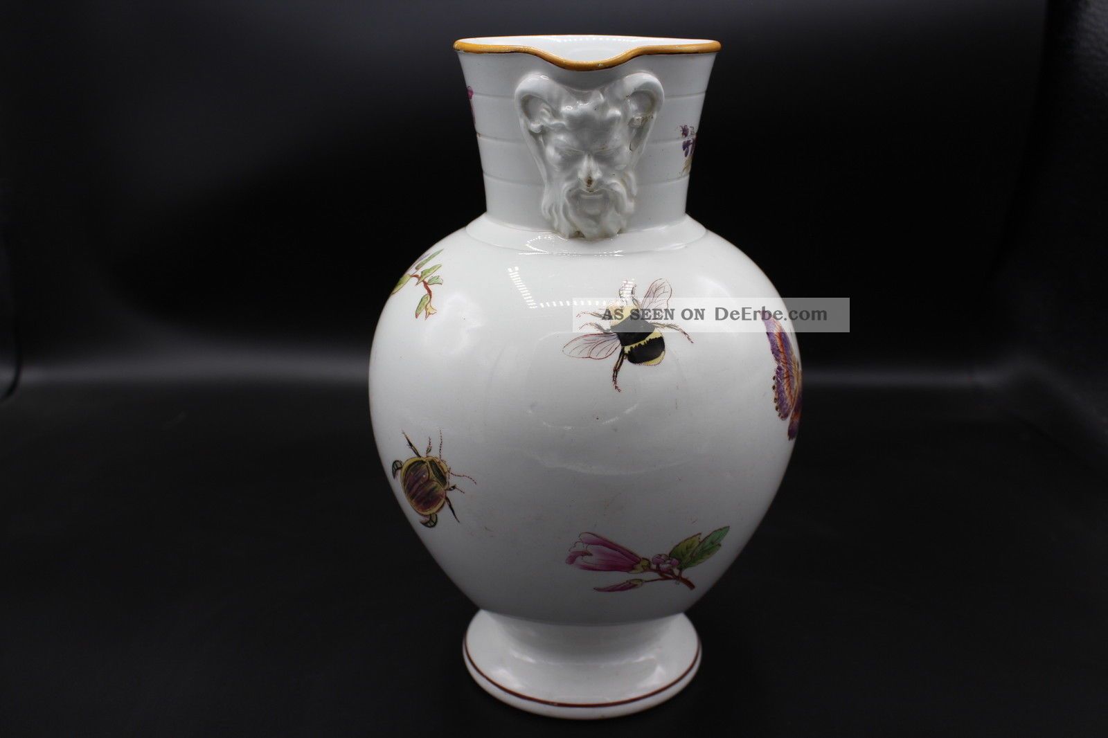 Wedgwood Keramik Historismus Kanne Vase Insekten Dekor 1880 Nach Marke & Herkunft Bild