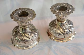 2 Stück Alte Jugendstil Silber 800 Kerzenständer Kerzenleuchter Um 1900/1910 Bild