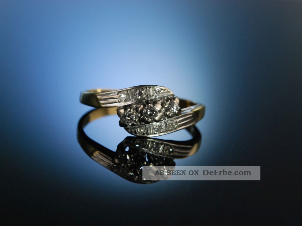 Fifties Klassischer Funkelnder Vintage Diamond Ring Gold 585 Diamanten Brillant Ringe Bild