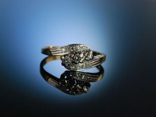 Fifties Klassischer Funkelnder Vintage Diamond Ring Gold 585 Diamanten Brillant Bild