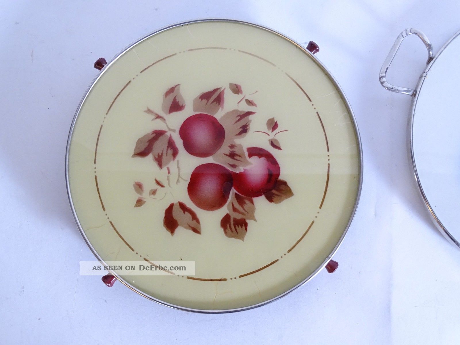 Paar Wunderschöne Art Déco Tortenplatten Mit Trauben Und Apfel Motiv