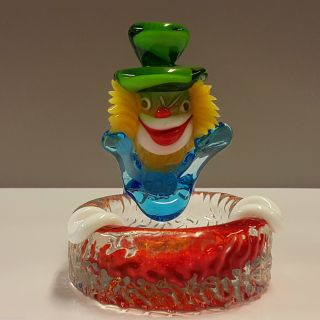 Murano Clown Aschenbecher Ashtray Bunt Farbenfroh Mundgeblasen Top Bild