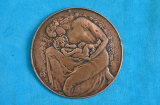 Alte Bronzeplakette/medaille Bronzerelief 19900/1910 Signiert Mh Bild