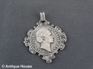 Schmuck Schmuckstück Silber 925 Anhänger Bayrische Medaille Ludwig Ii Bild