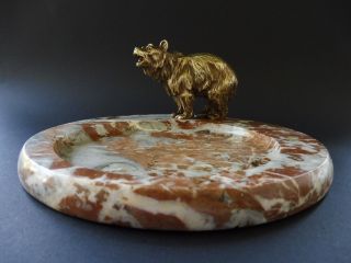 :: Wiener Jugendstil Bronze BÄr Bear Grizzly Tray Art Nouveau Marmor Jardiniere Bild