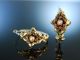 MÜnchner Biedermeier Historische Ohrringe Schaumgold 585 Granate Simili Perlen Schmuck nach Epochen Bild 1
