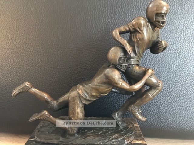 Bronzefigur Vintage American Football Pokal Marmor - Sockel Signiert Milo Bronze Bild