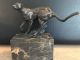Bronzefigur Tierfigur Gepard Auf Rauchmarmor - Sockel Signiert Milo Bild